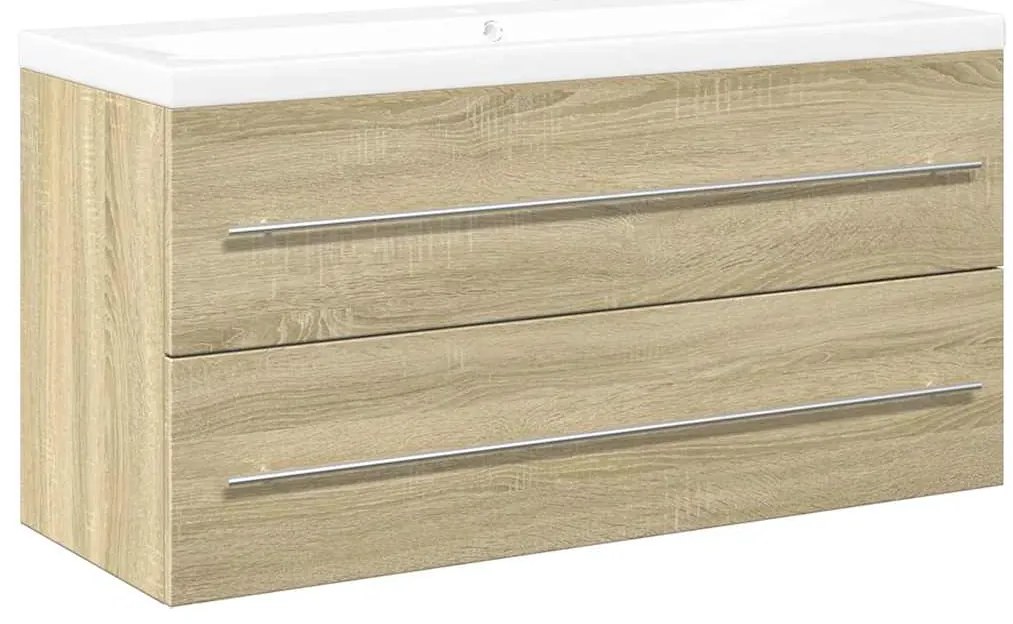 3325048 vidaXL Комплект мебели за баня от 2 части, дъб сонома, инженерно дърво