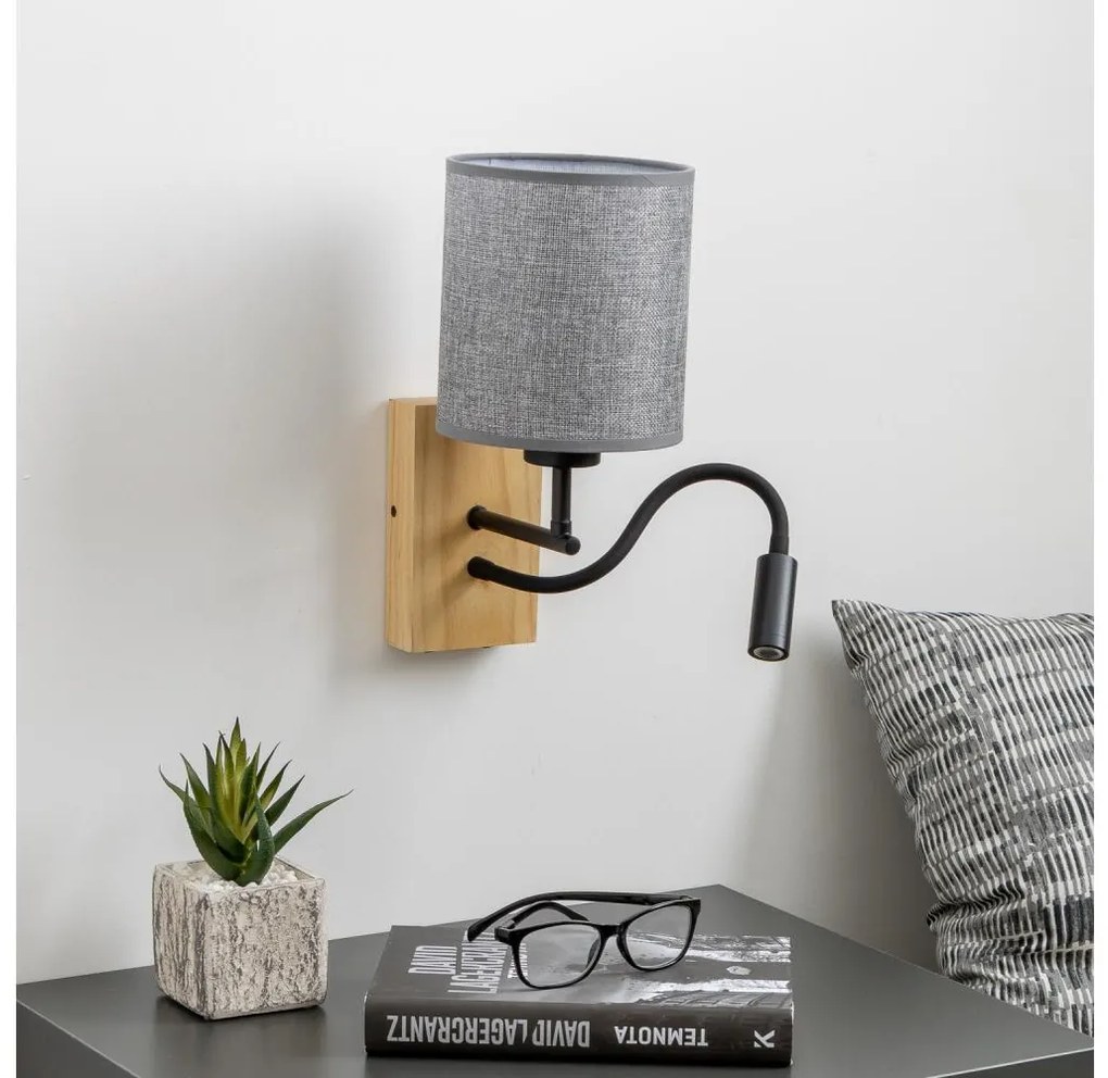 Brilagi - LED Аплик NUBILA WOOD 1xE27/25W/230V + LED/3W дъб/сив