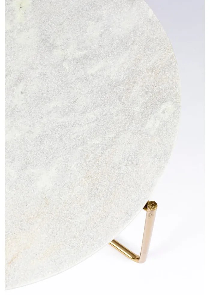 Кръгла масичка за кафе с мраморен плот в бял и златист цвят ø 70 cm Timpa – White Label