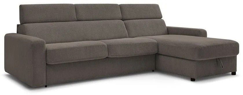 Сивo-кафяв разтегателен ъглов диван от рипсено кадифе (променлив) Monaco – Bobochic Paris