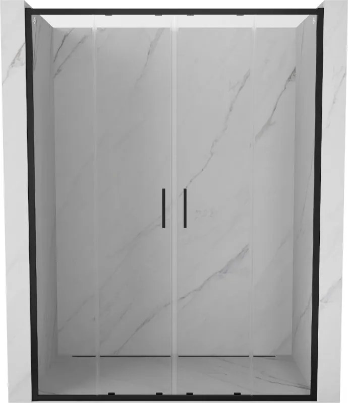 Mexen Exo двойни плъзгащи се душ врати 150 см, прозрачни, черни - 8152-150-000-70-00