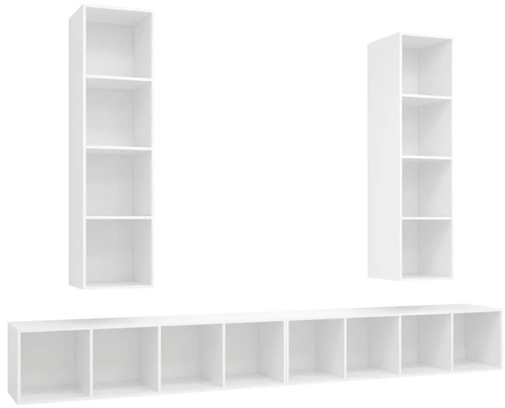 3079889 vidaXL ТВ шкафове за стенен монтаж, 4 бр, бели, инженерно дърво