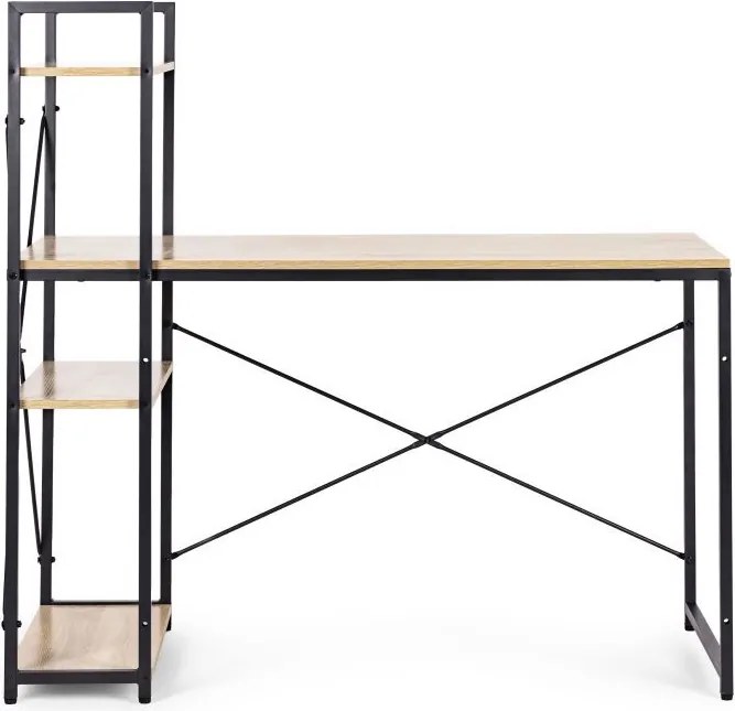 Компютърно бюро ModernHome, дървено, с рафтове за съхранение, подсилена метална конструкция, 120*60 см