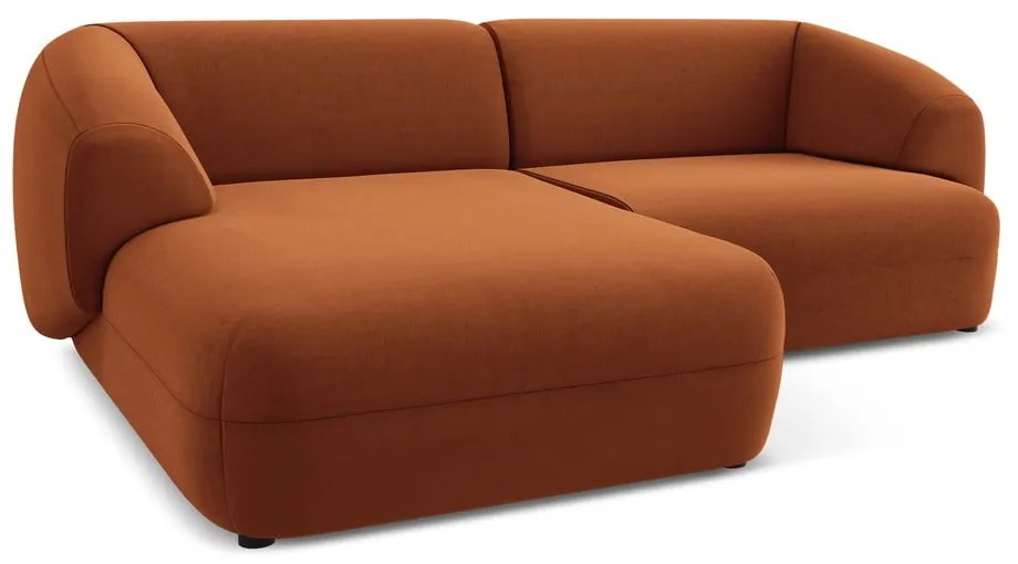 Оранжев кадифен ъглов диван (ляв ъгъл) Moana – Makamii