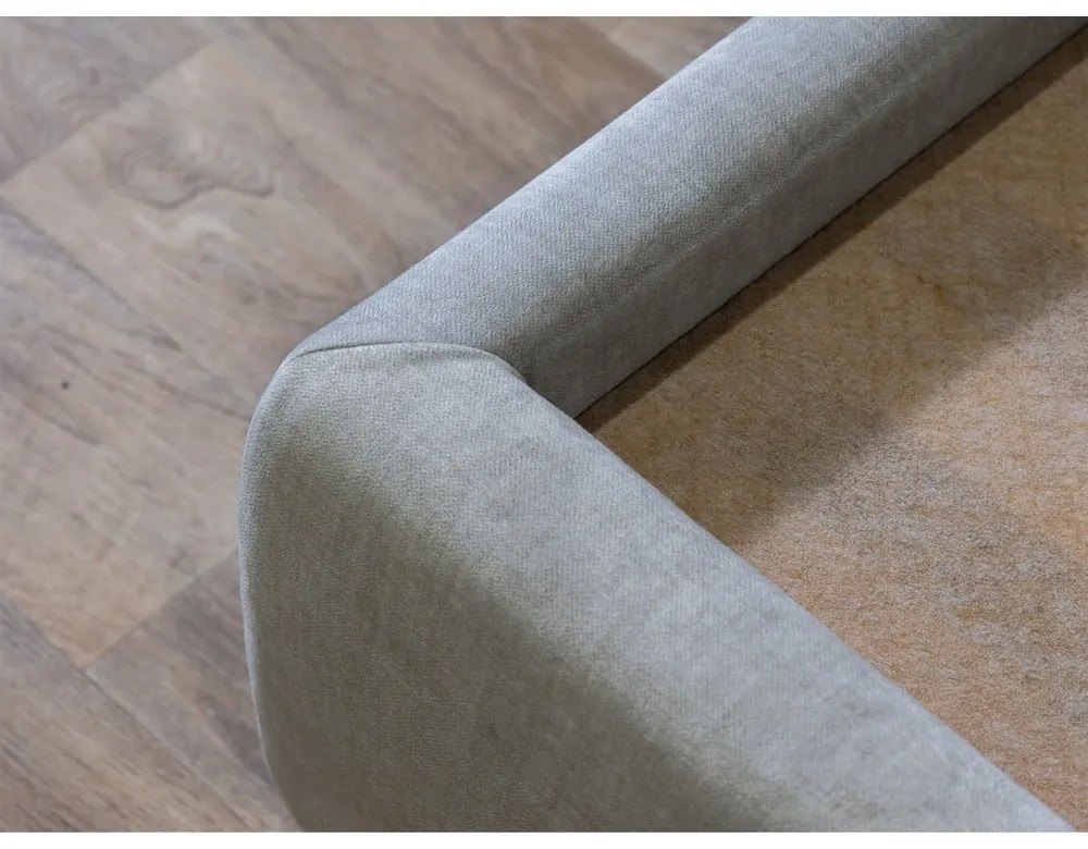 Светлосиво тапицирано двойно легло с място за съхранение с решетка 160x200 cm Jade - Bobochic Paris