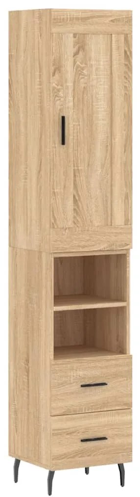 3200276 vidaXL Висок шкаф, сонома дъб, 34,5x34x180 см, инженерно дърво