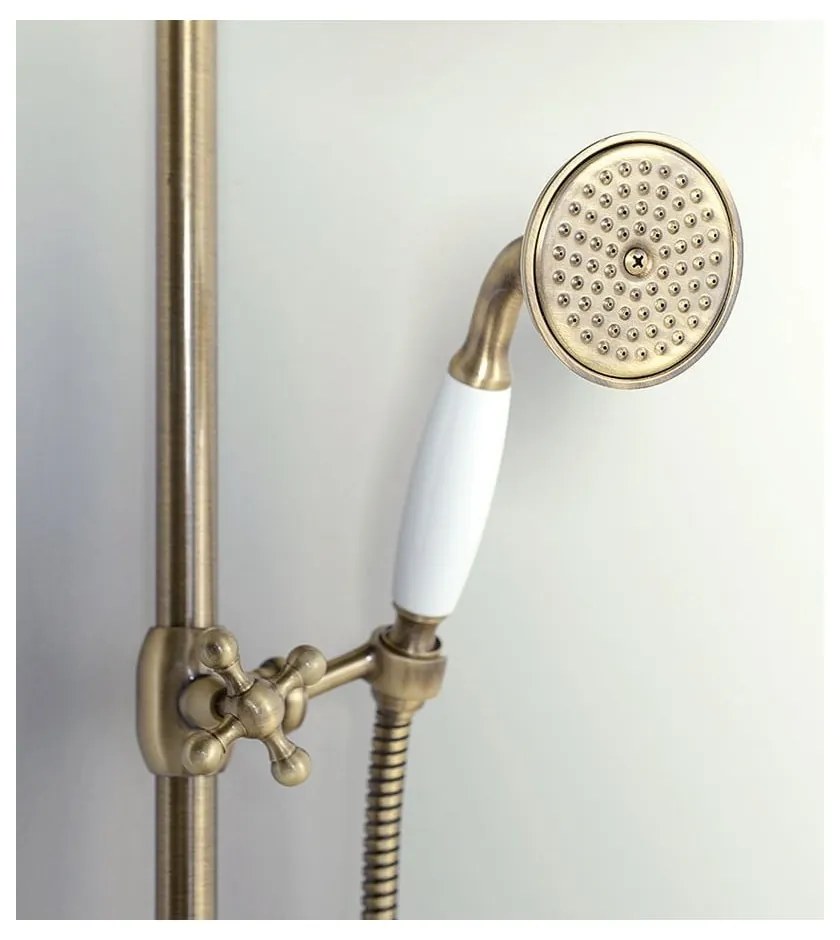Месингов душ комплект в бронзов цвят с термостатен смесител с душ глава и ръчен душ 142 cm Antea – Sapho