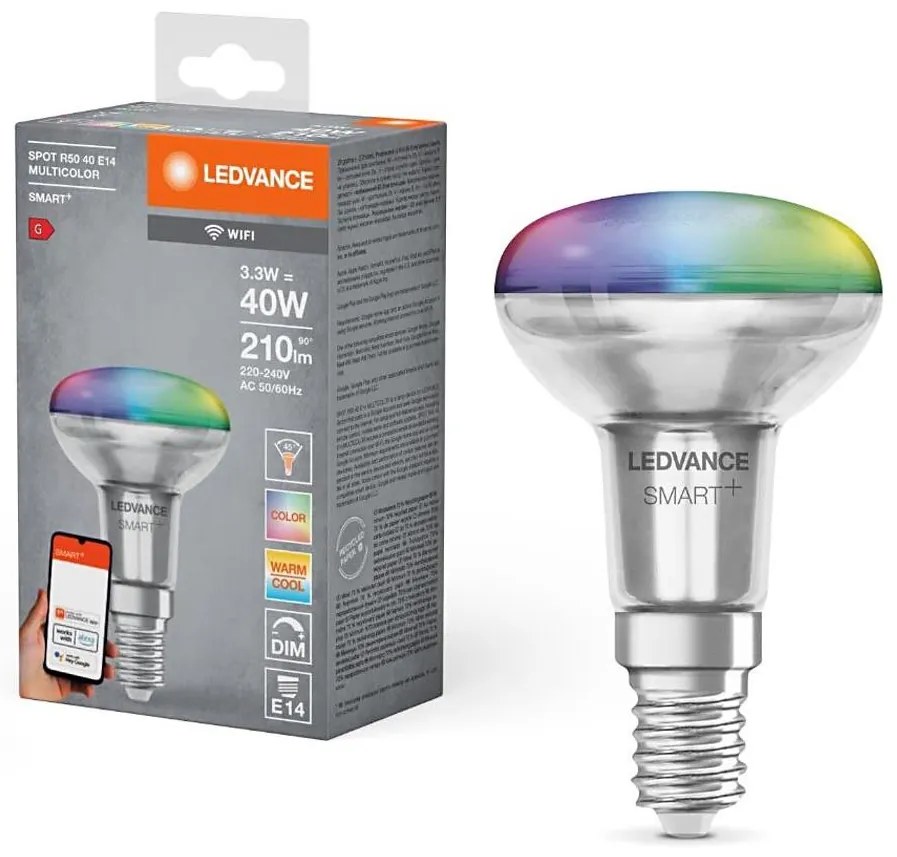 LED RGBW димируема крушка SMART+ E14/3,3W/230V 2700-6500K Wi-Fi - Ledvance