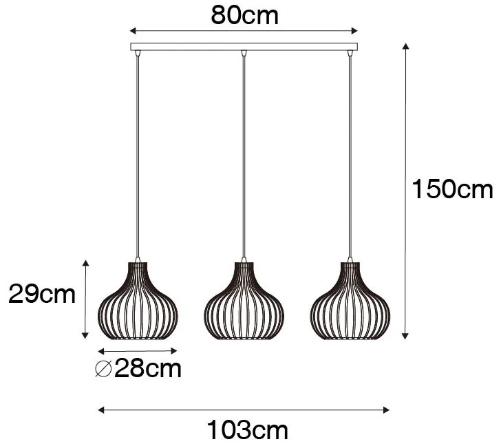 Модерно висящо осветително тяло кафяво овално 3-светлина - Saffira