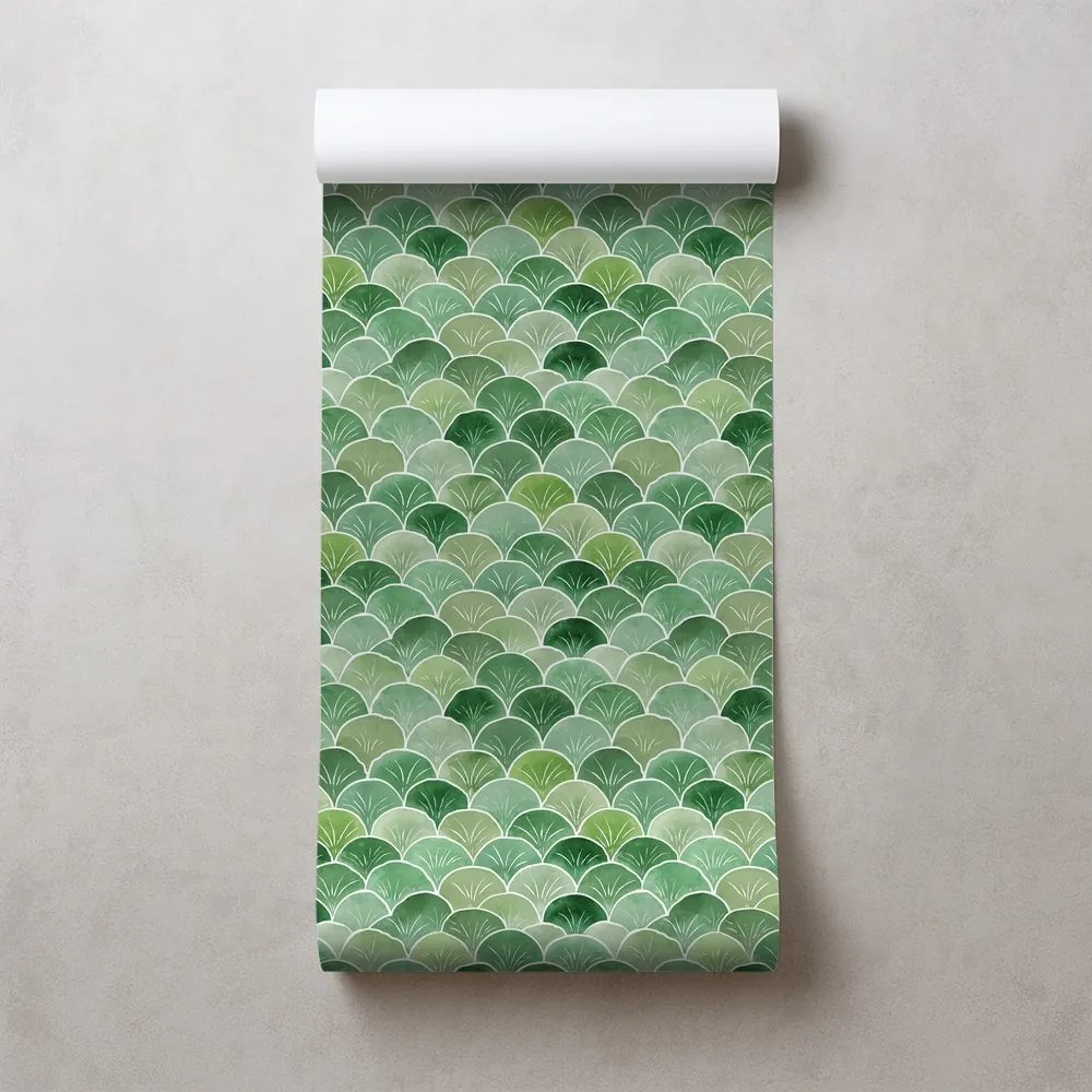 Тапет – Зелени геометрични арки