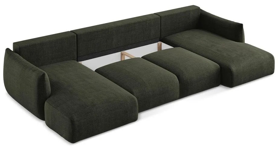 Зелен сгъваем ъглов диван (U форма) Leila – Makamii