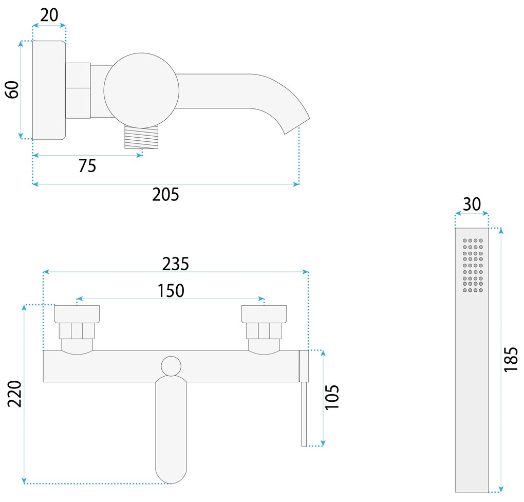 Смесител за вана Rea Spot Black