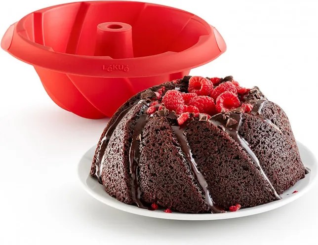 Форма за печене Lekue 1009480, Ø22x8 см, 1 л, Платинен силикон, От -60°C до +220°C, Червен