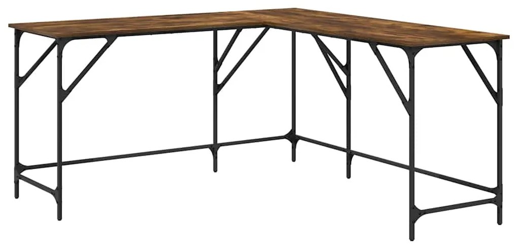 837584 vidaXL Бюро, опушен дъб, 149x149x75 см, инженерно дърво