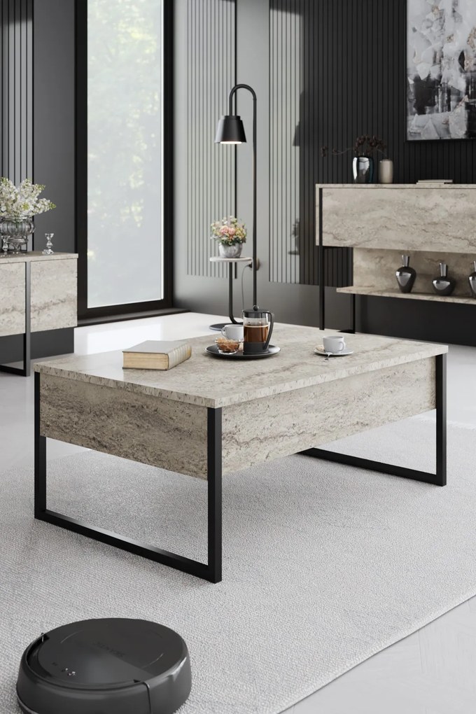 Кафе маса Luxe, цвят Травертин Черен