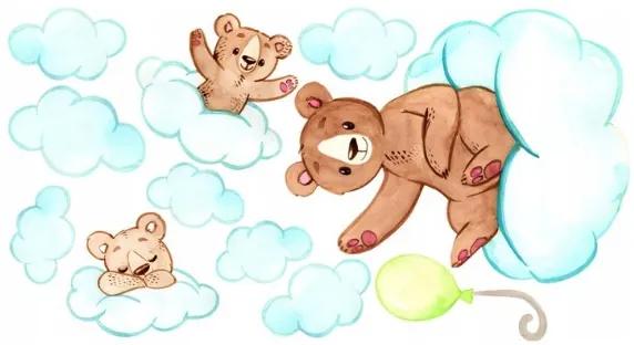 Радостен детски стикер за стена Семейство мечки 100 x 200 cm