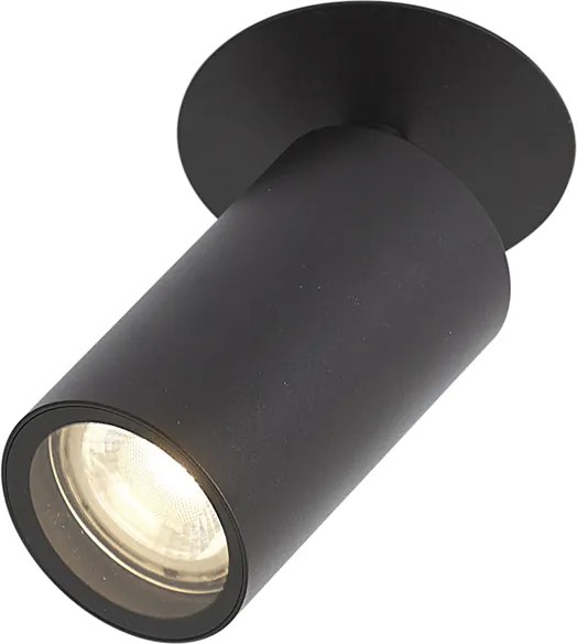 Модерен вграден прожектор черен GU10 50mm IP44 - Chels