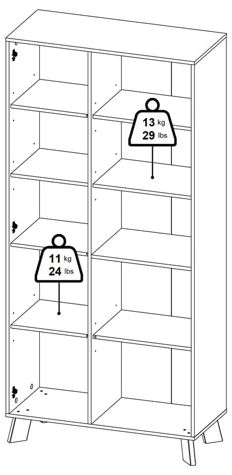 Библиотека от дъбов декор в бял и естествен цвят 89x188x40 cm Ikast – Tvilum