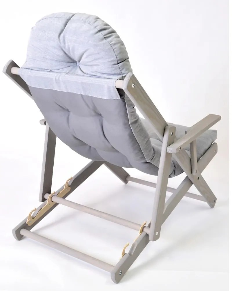 Сив сгъваем градински шезлонг от масивно дърво Borneo – Rojaplast