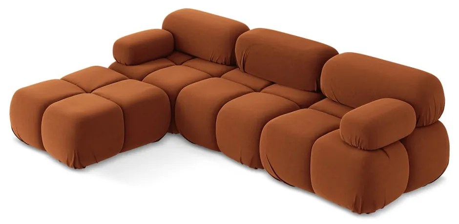 Оранжев кадифен модулен ъглов диван Lokua – Makamii
