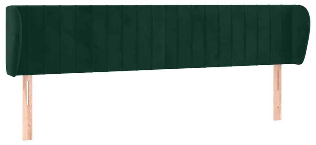 3117451 vidaXL Горна табла за легло с уши, тъмнозелена, 203x23x78/88см, кадифе