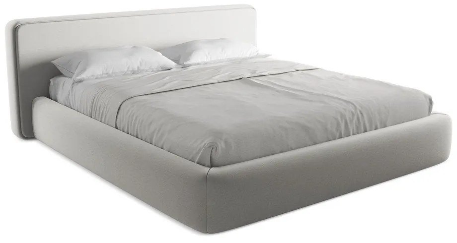 Светлосиво двойно тапицирано легло с място за съхранение и включена подматрачна рамка 180x200 cm Kiana – Makamii