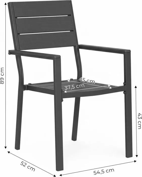 Комплект от 2 градински стола с товароносимост 150 кг Черен