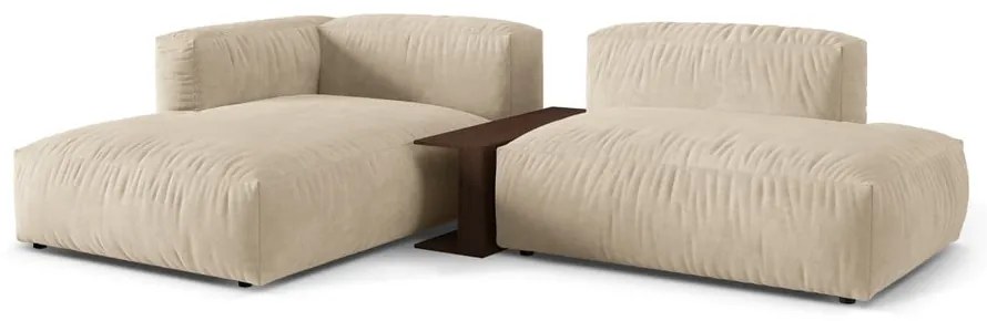 Бежов кадифен модулен ъглов диван (ляв ъгъл) Martina – Micadoni
