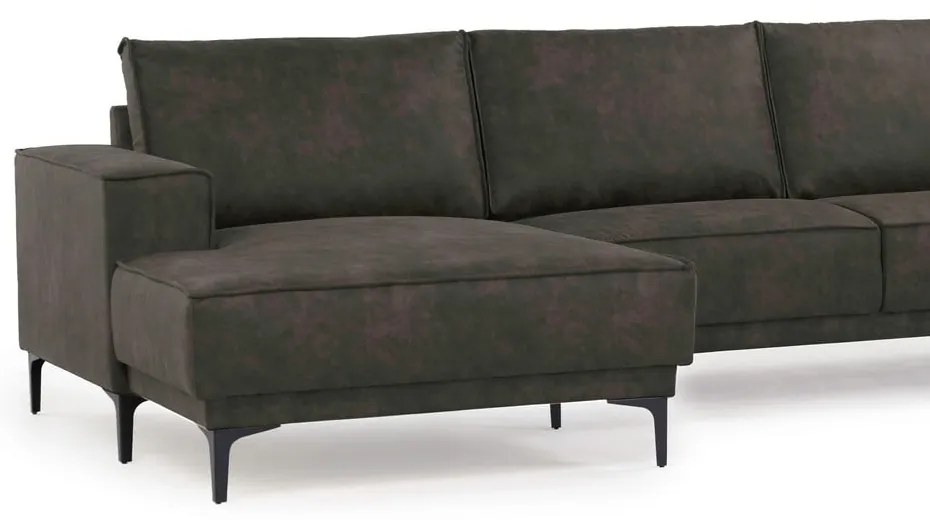 Ъглов диван в черно и сиво от изкуствена кожа (ляв ъгъл) Copenhagen - Scandic