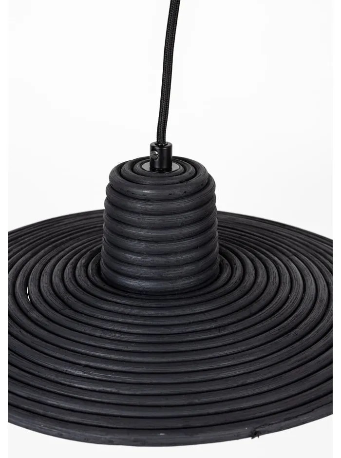 Черно затъмняващо се висящо осветително тяло с ратанов абажур ø 35 cm Balance – Zuiver