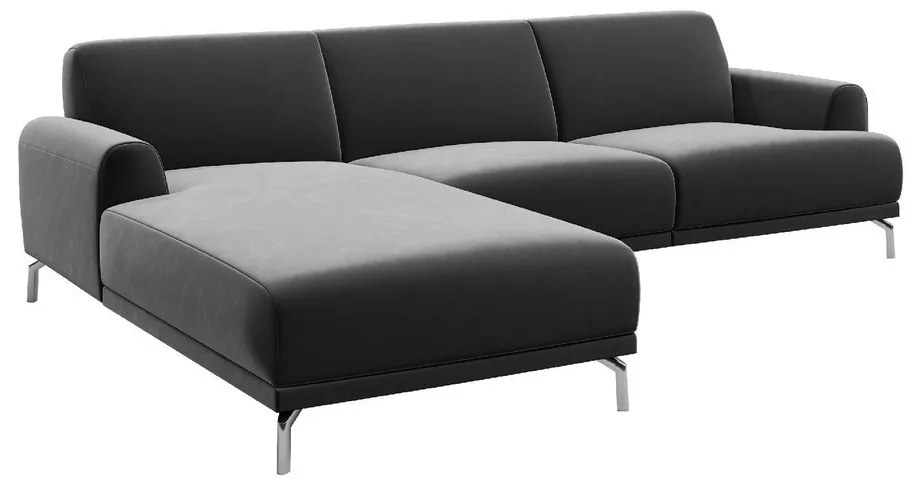 Тъмно сив ъглов диван от кадифе , ляв ъгъл Puzo - MESONICA