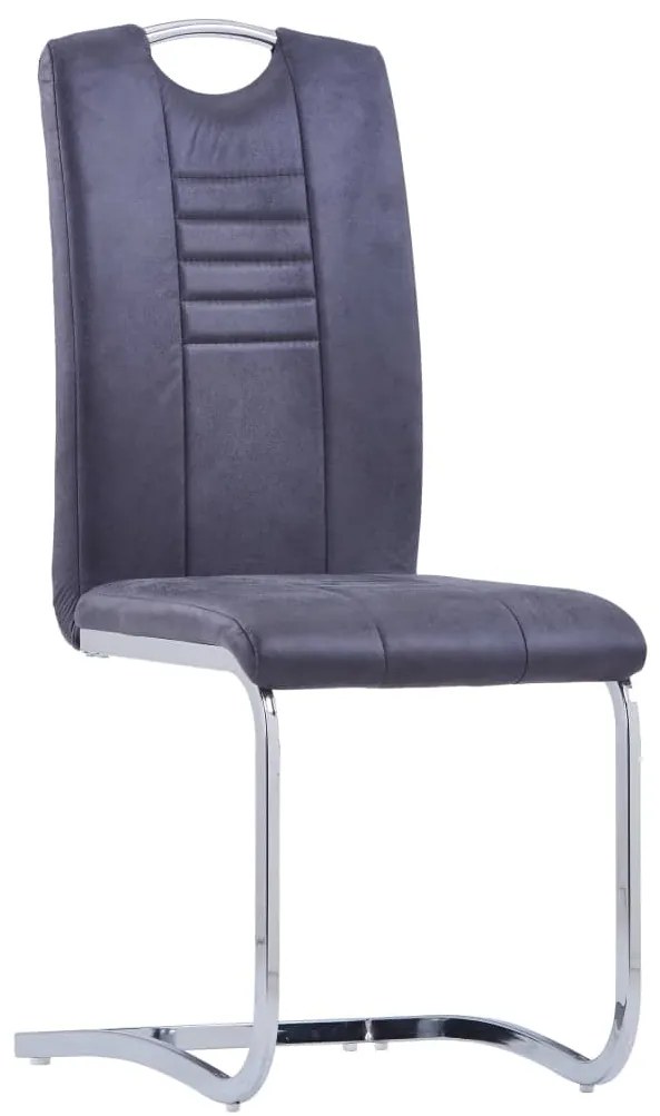 278839 vidaXL Конзолни трапезни столове, 6 бр, сиви, изкуствен велур