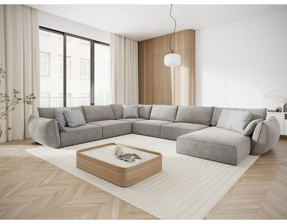 Светлосив ъглов диван (ляв ъгъл) Vanda - Mazzini Sofas