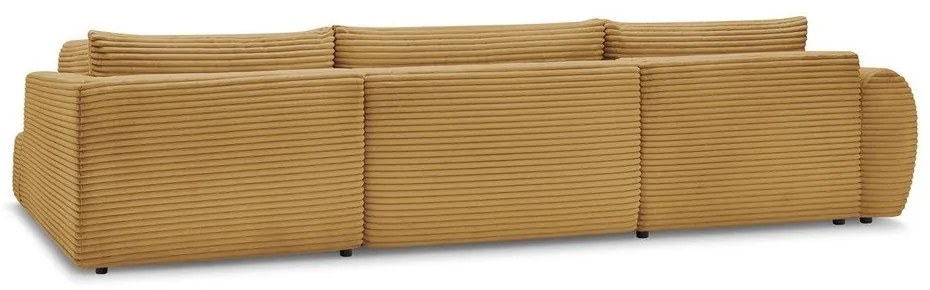 Разтегателен ъглов диван от рипсено кадифе в цвят горчица (ляв ъгъл/"U" форма) Lucien – Bobochic Paris