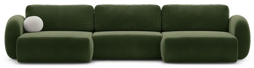 Зелен кадифен сгъваем/с място за съхранение ъглов диван (U форма) Tonale – Cosmopolitan Design