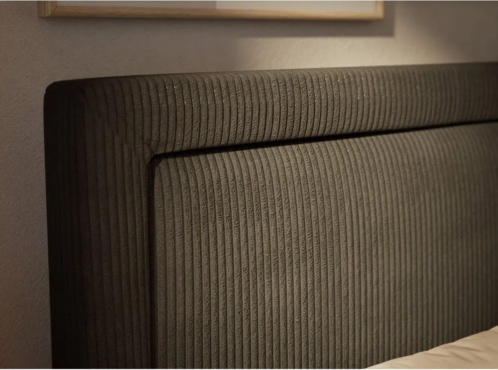 Антрацитно боксспринг легло 160x200 cm с място за съхранение Fresco – Maison de Rêve