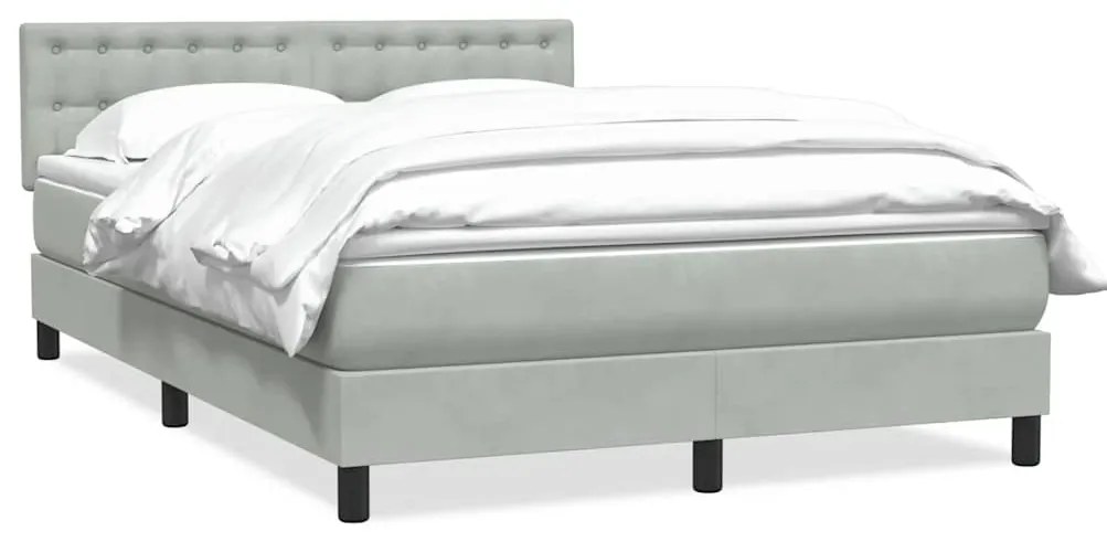 3316593 vidaXL Боксспринг легло с матрак, светлосиво, 140x210 см, кадифе