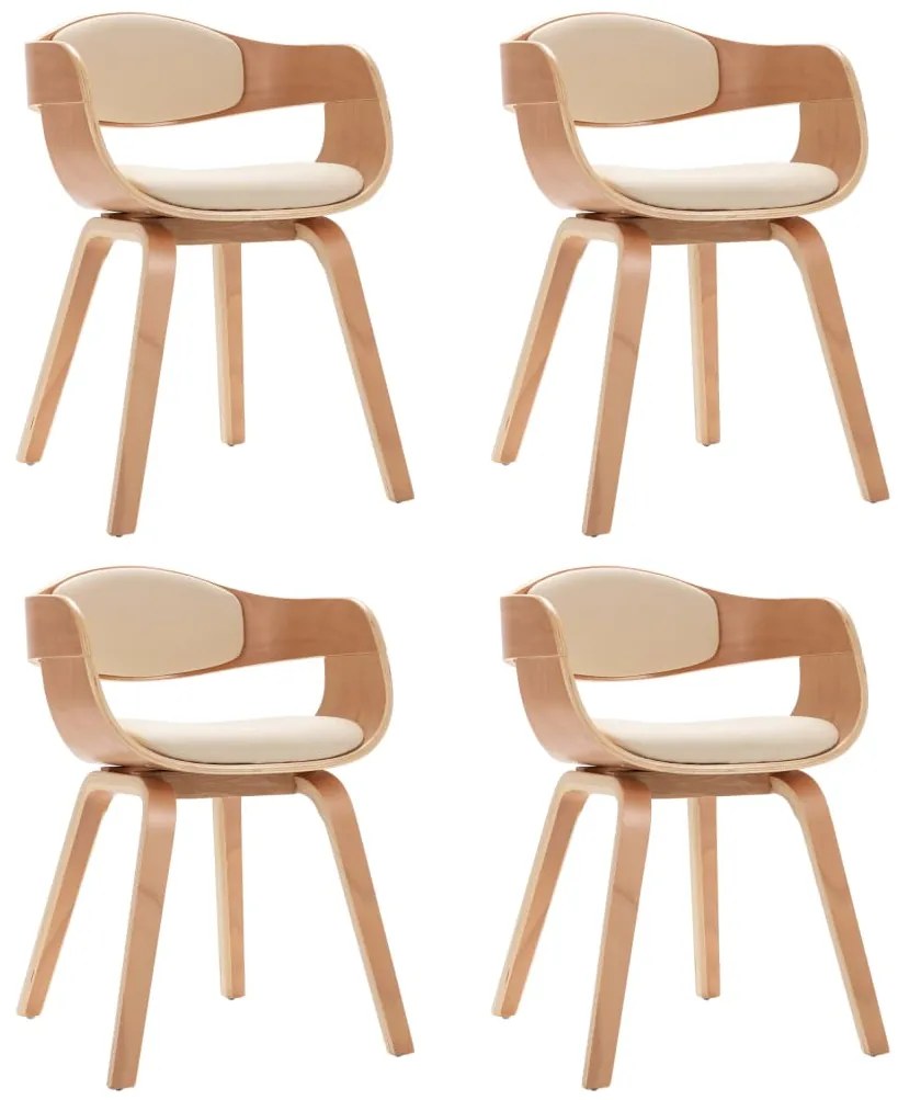 3054816 vidaXL Трапезни столове, 4 бр, извито дърво и изкуствена кожа