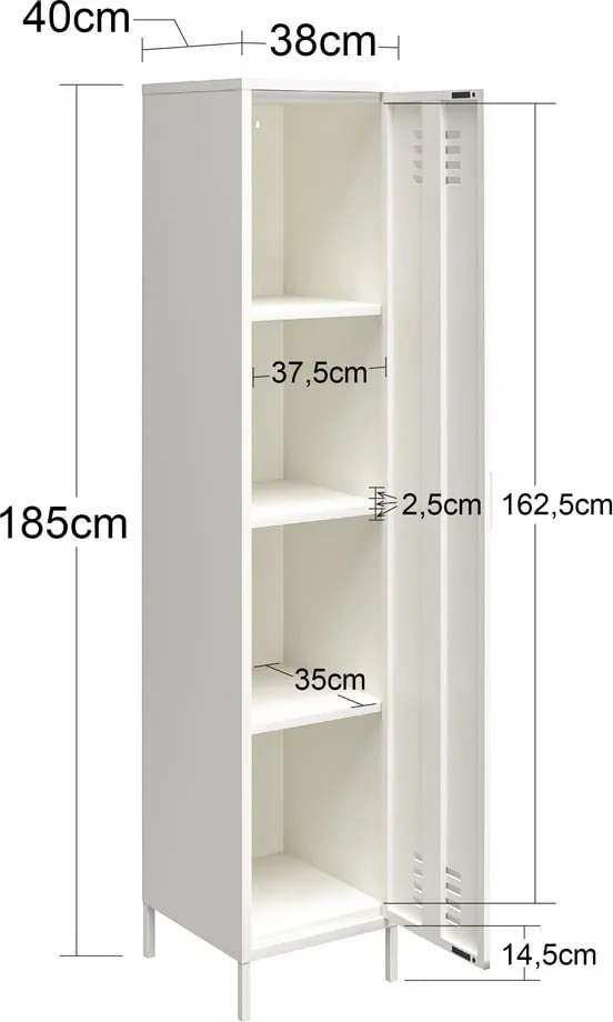 Бяло метално шкафче 38x185x40 cm Mission District – Støraa