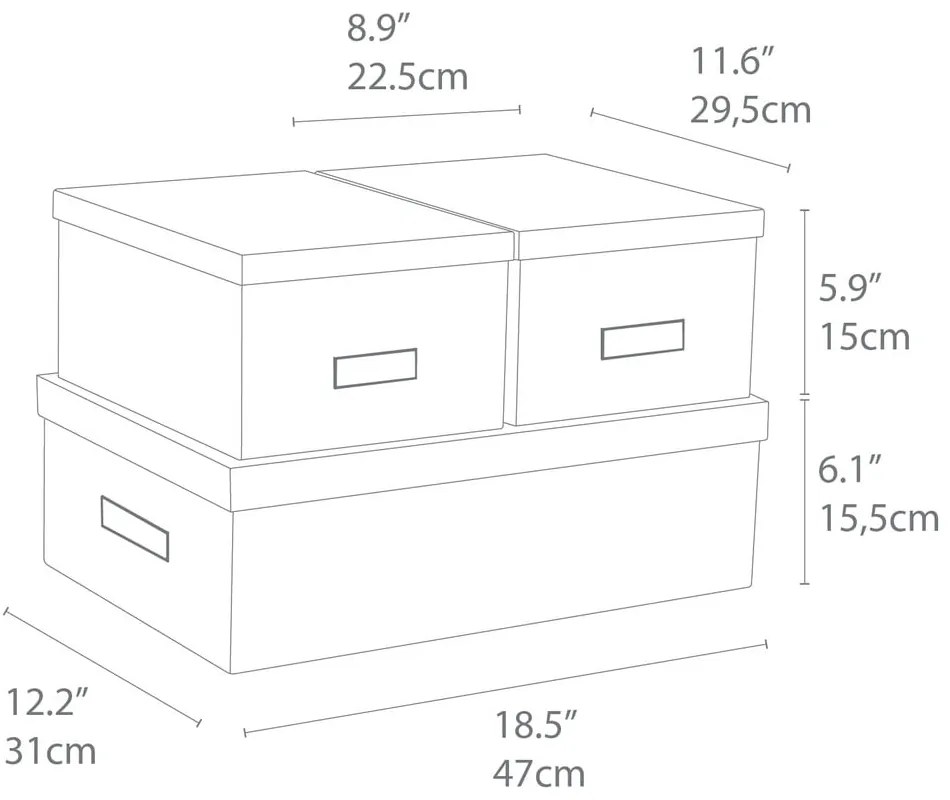 Комплект от 3 бели кутии за съхранение Inge - Bigso Box of Sweden