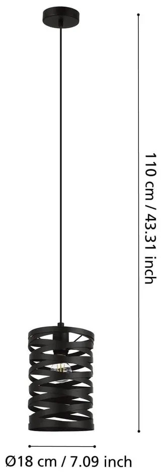 Черно висящо осветително тяло с метален абажур ø 18 cm CREMELLA – EGLO