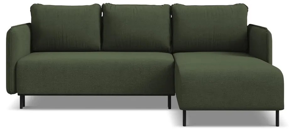 Зелен разтегателен ъглов диван с място за съхранение (десен ъгъл) Luana – Makamii