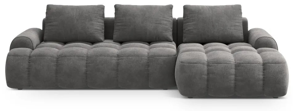 Сив кадифен сгъваем/с място за съхранение ъглов диван (десен ъгъл) Linz – Cosmopolitan Design