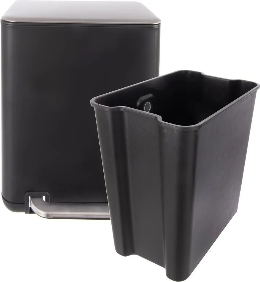 Черно кошче за боклук с педал от неръждаема стомана 20 l Black – Orion