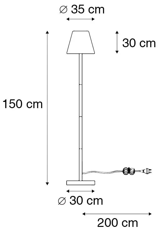 Смарт подова лампа черна с бял абажур 35 см IP65 вкл. WiFi A60 - Virginia