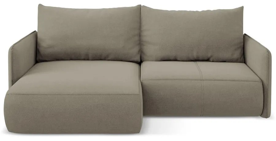 Бежов разтегателен ъглов диван с място за съхранение (ляв ъгъл) Nanea – Makamii