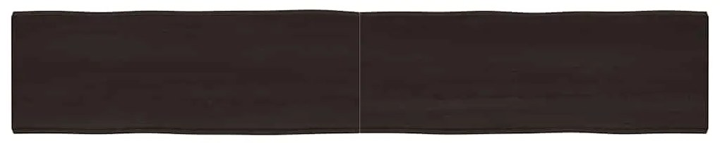 364053 vidaXL Плот за маса тъмнокафяв 220x40x(2-6) см обработен масивен дъб