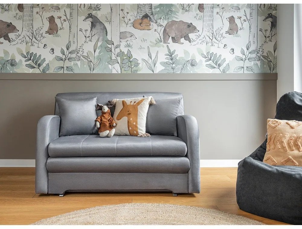 Светлосив кадифен сгъваем диван 130 cm Ario – ELTAP