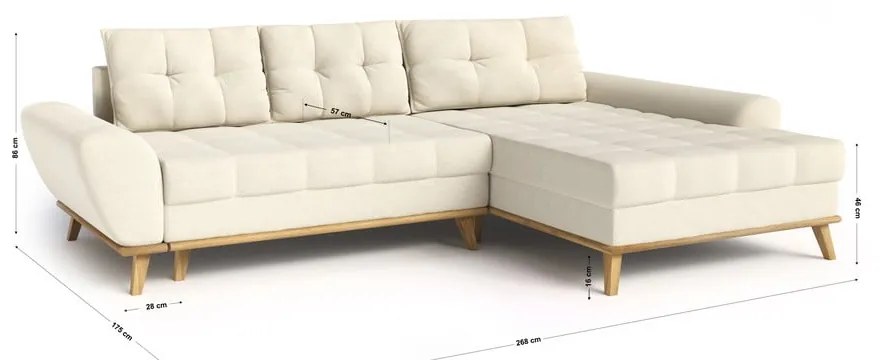 Кремав разтегателен ъглов диван (десен ъгъл) Balitco – Ropez