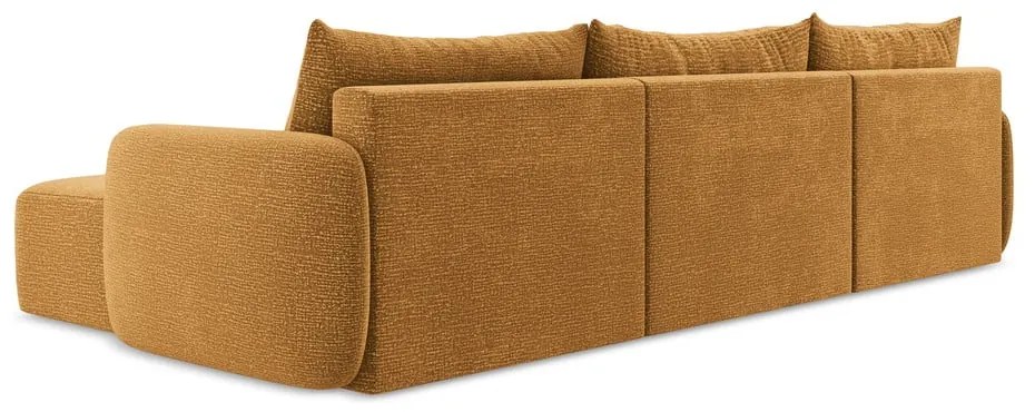 Оранжев разтегателен ъглов диван с място за съхранение Kalena – Makamii